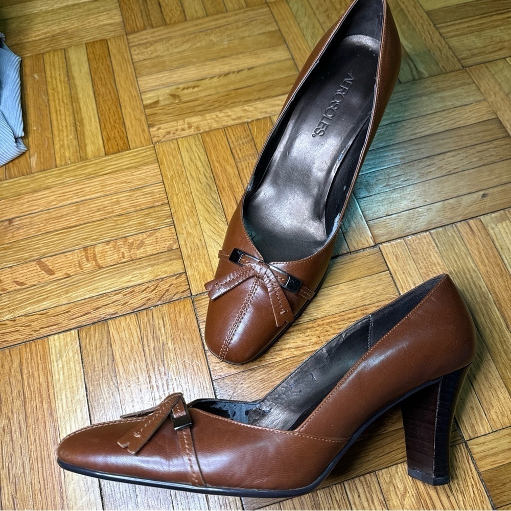 Aerosoles women’s brown bow slip on heels women’s shoes‎ size 8.5 - Picture 2 of 5